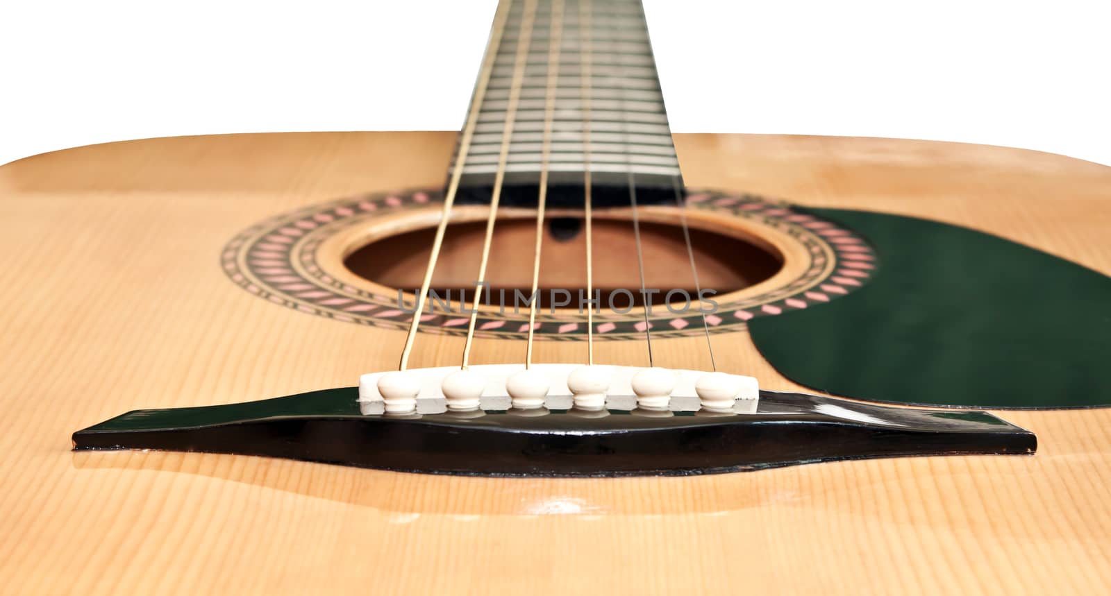 Picture of acoustic guitar, isolated on the white background 
