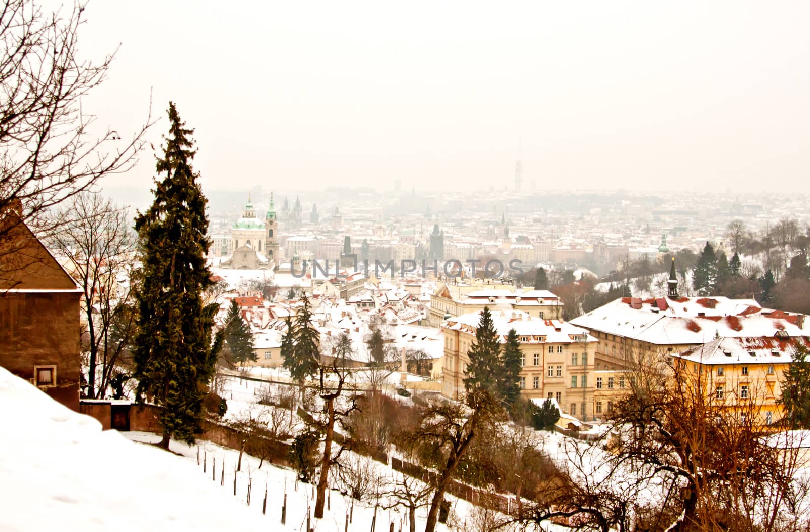 Panorama of Prague with its landmarks
