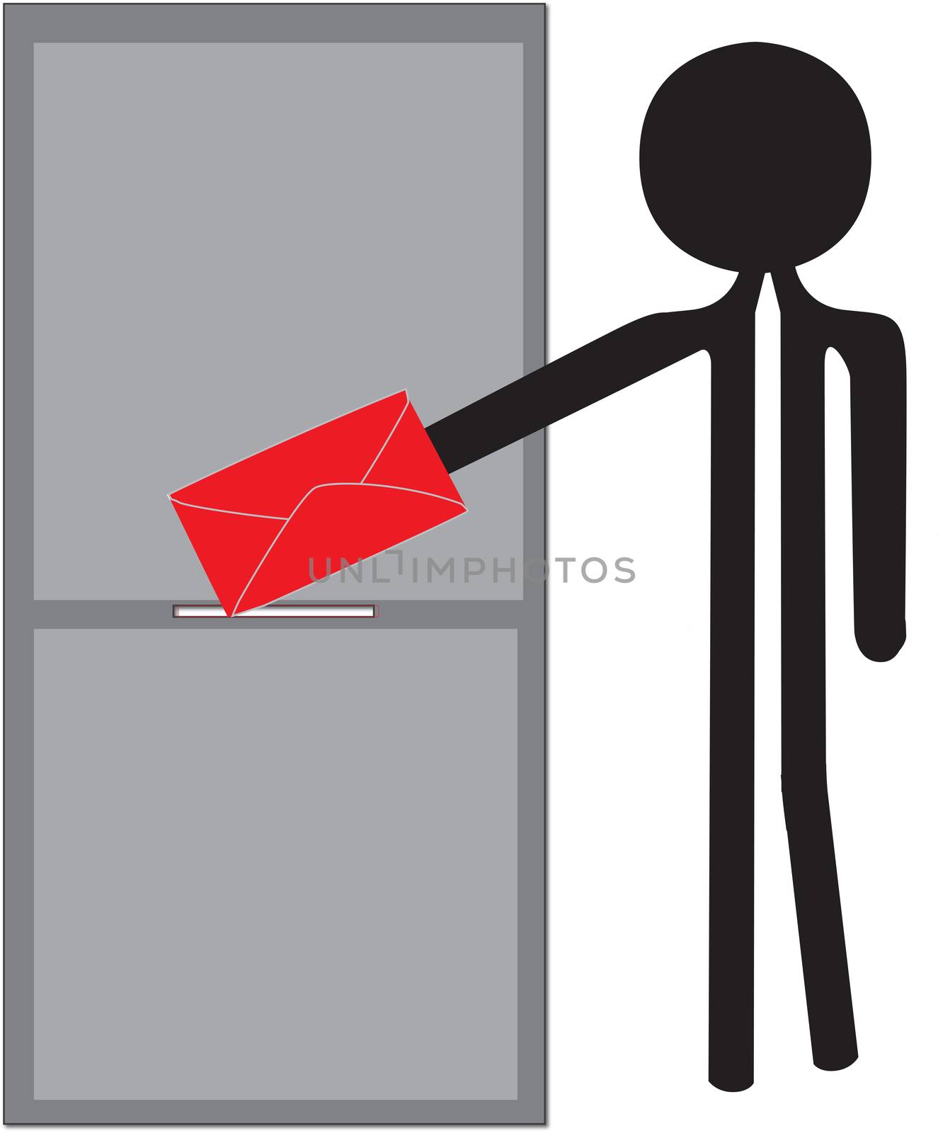 man posting red enveloppe drawing

