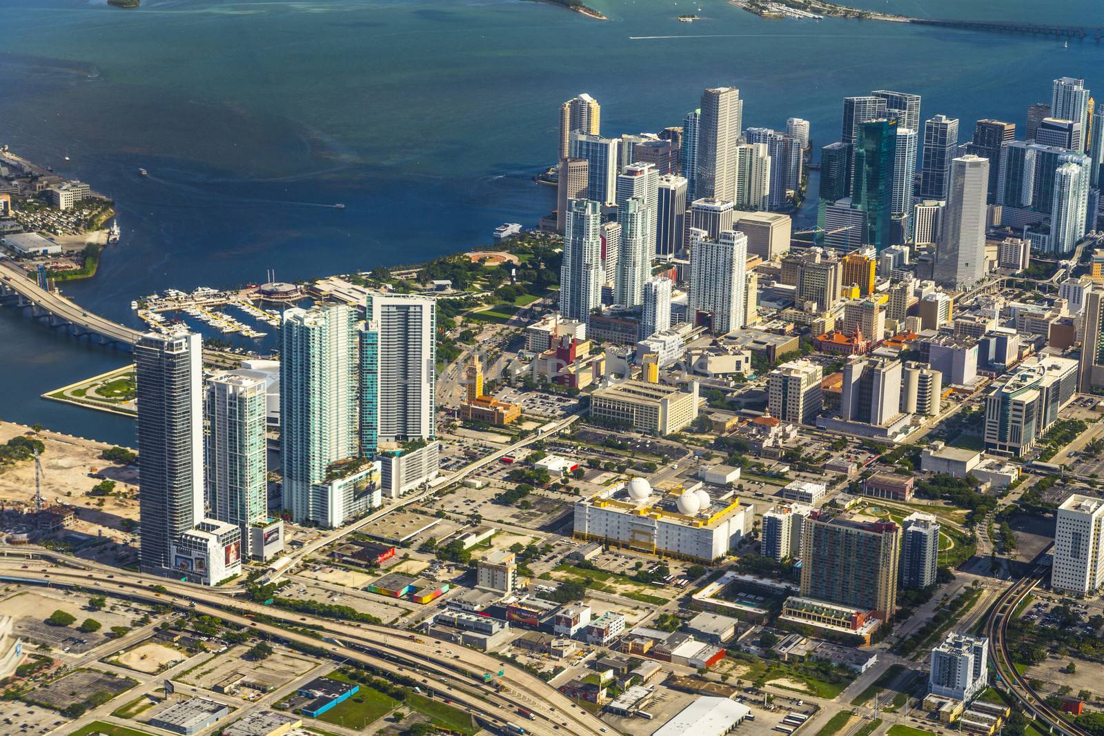 aerial of town and beach of Miami  by meinzahn