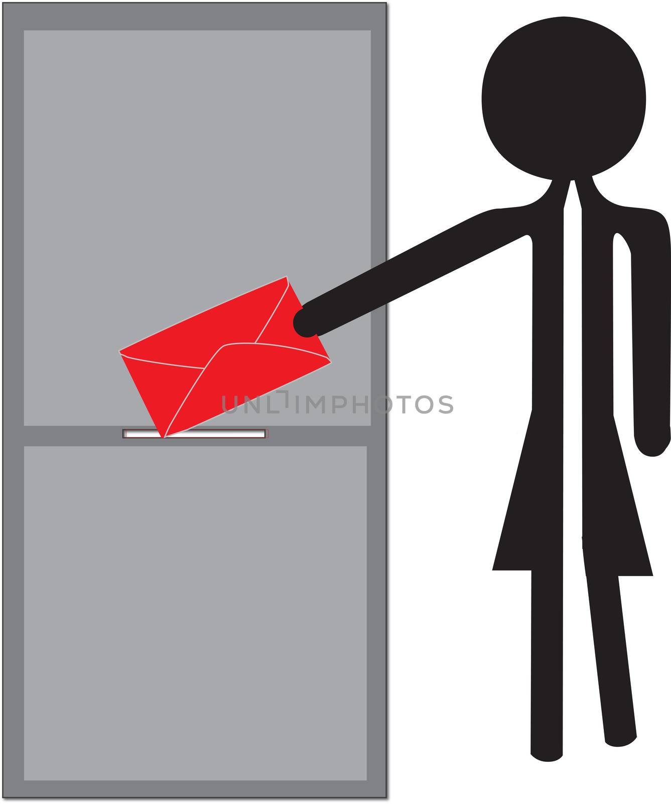 woman posting red enveloppe drawing
