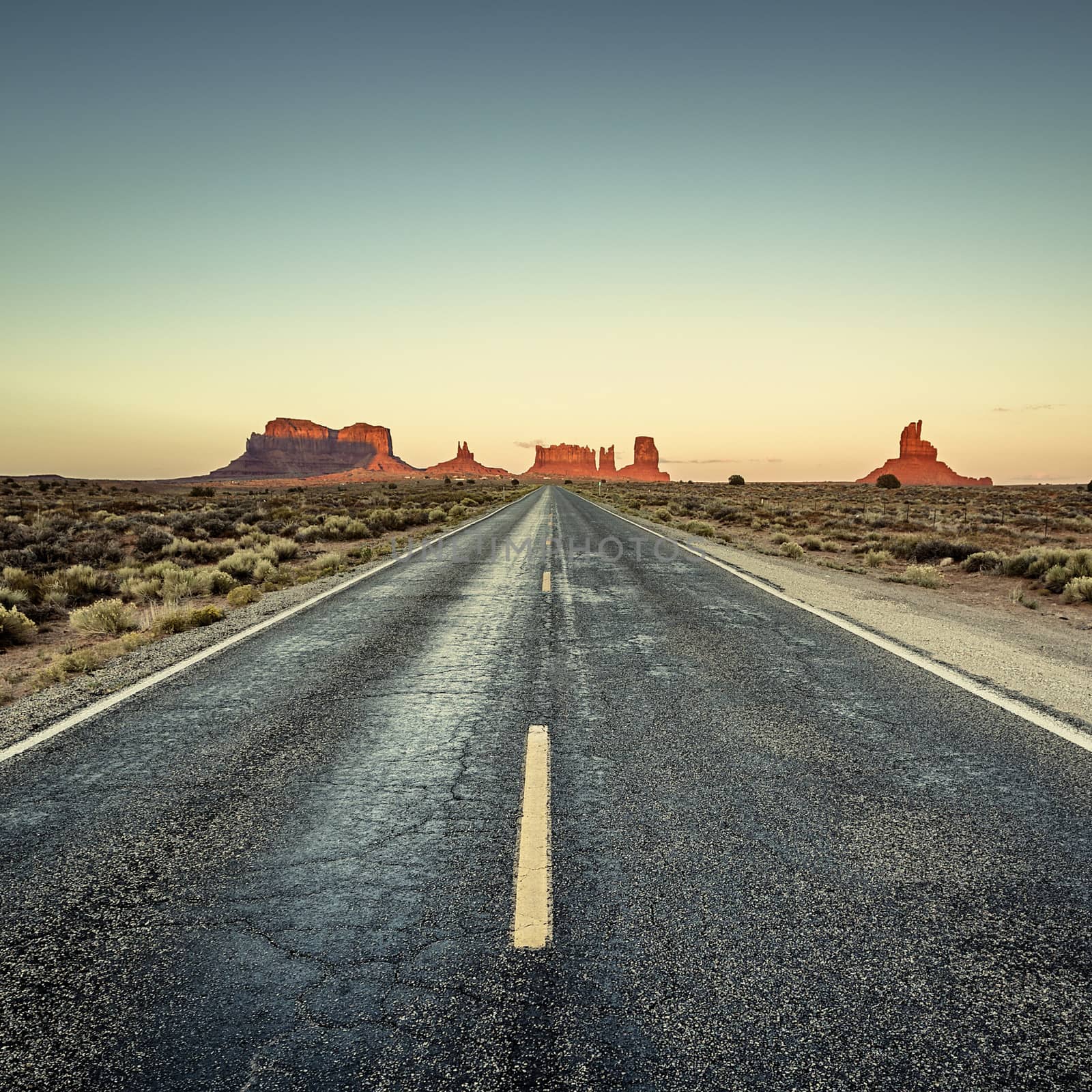 view of road to Monument Valley, USA
