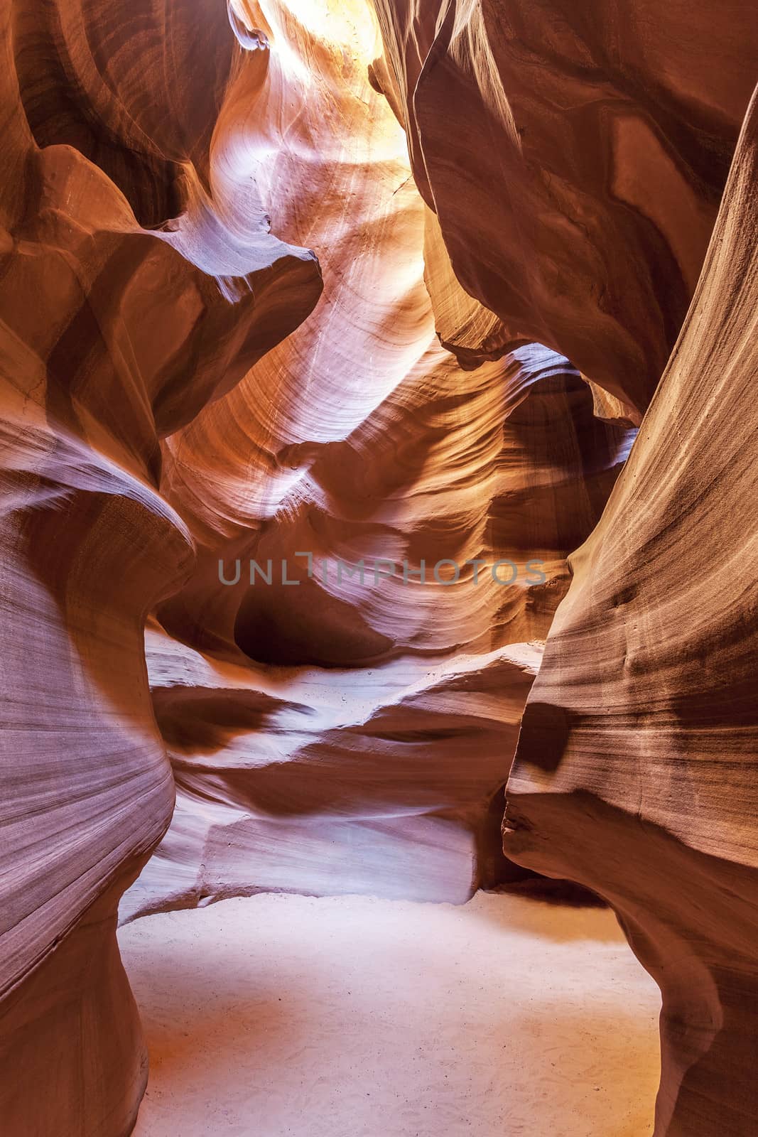 Vertical view in the famous Antelope Canyon, Page, Arizona, USA 