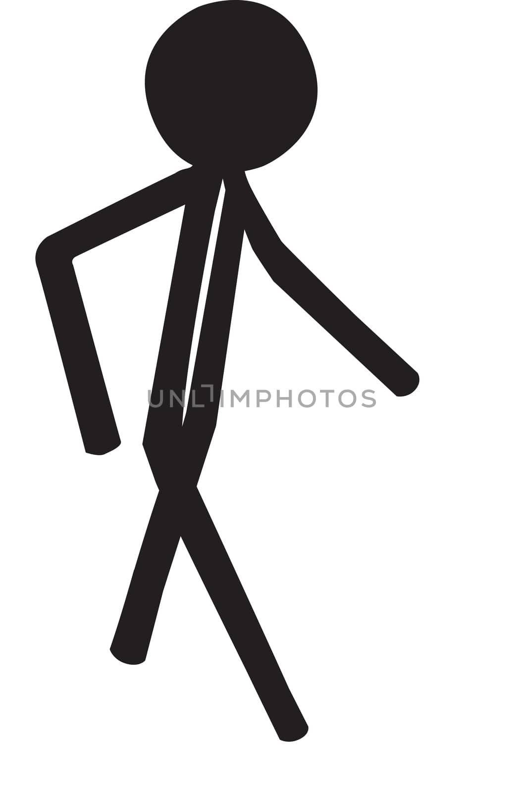 black drawing of walking man