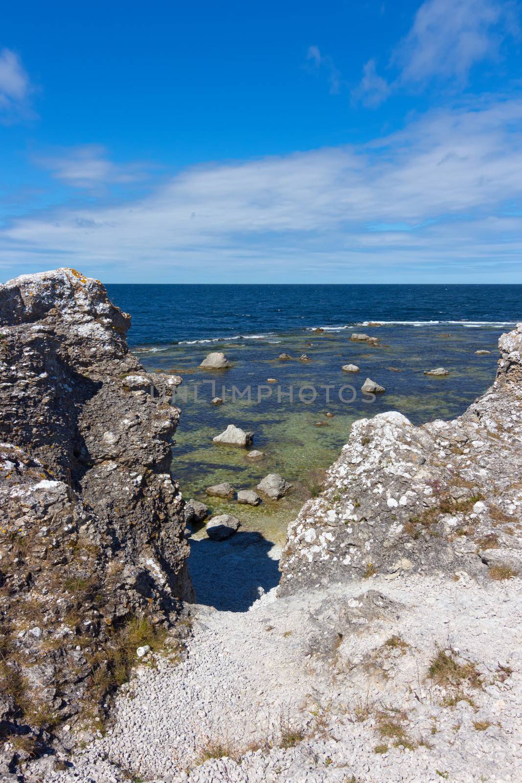 Cliffs on the island of Fårö (Gotland, Sweden). View over the Baltic Sea.