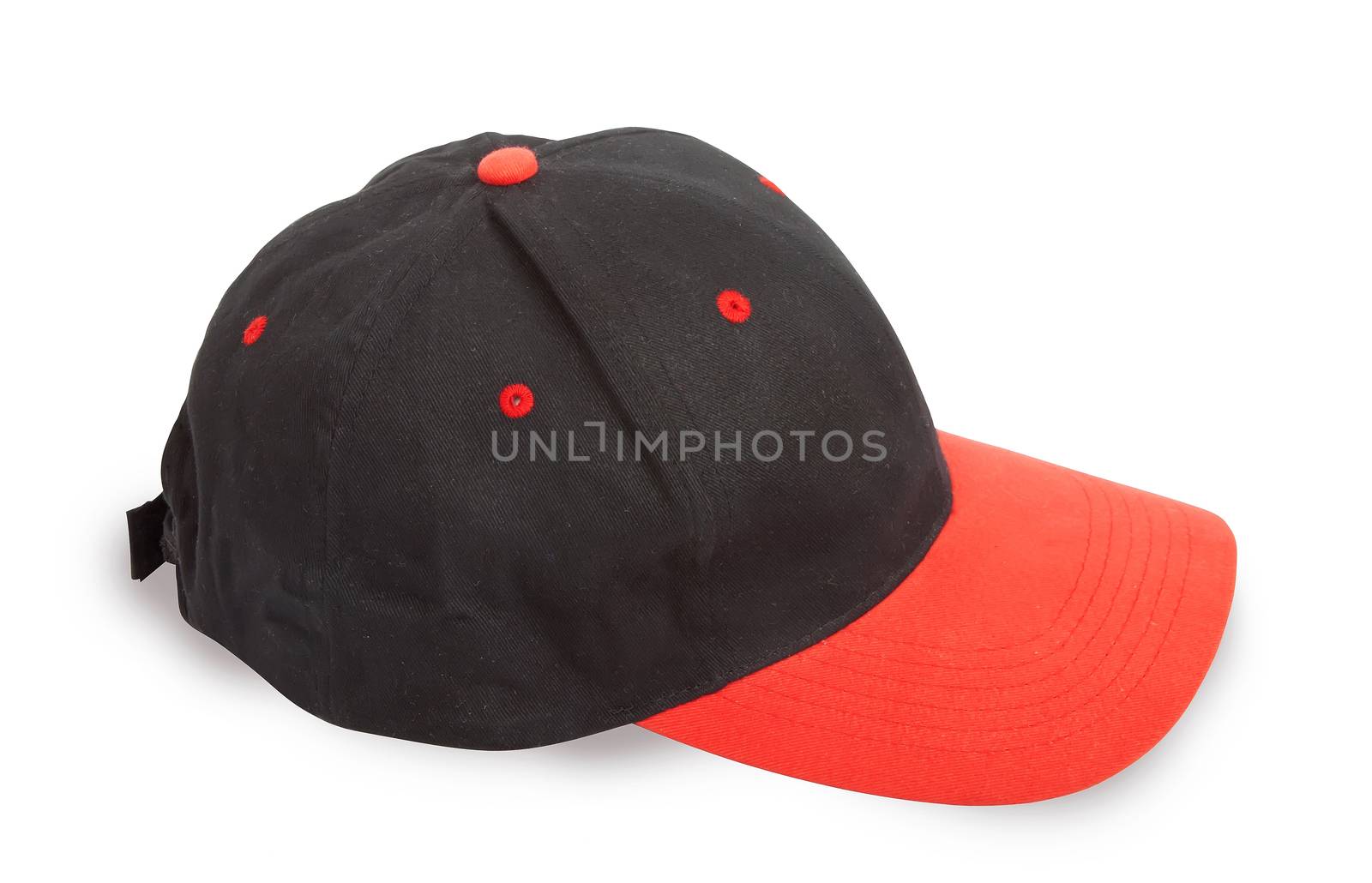 baseball cap with black and red colors