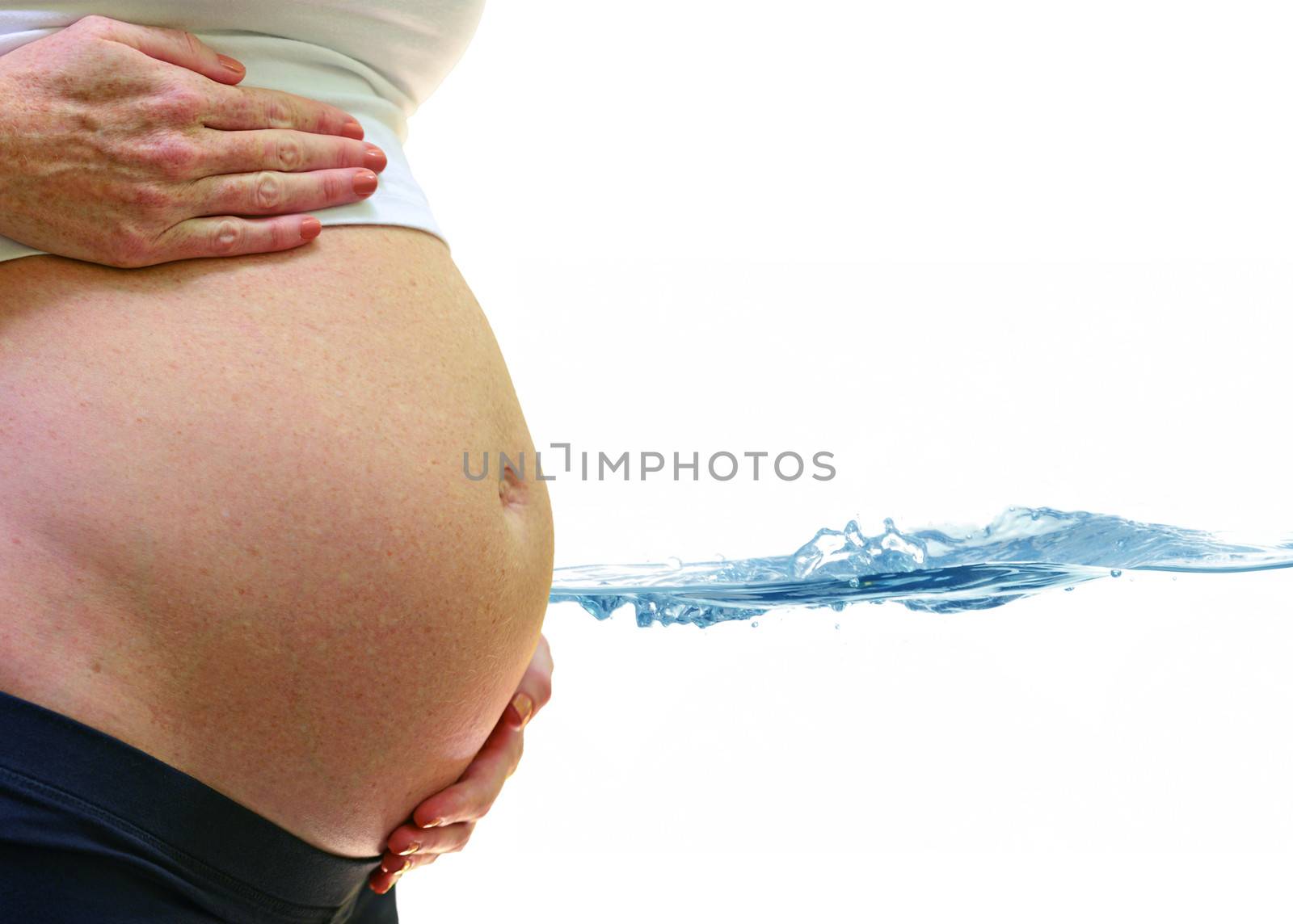 pregnant woman preparing for water birth