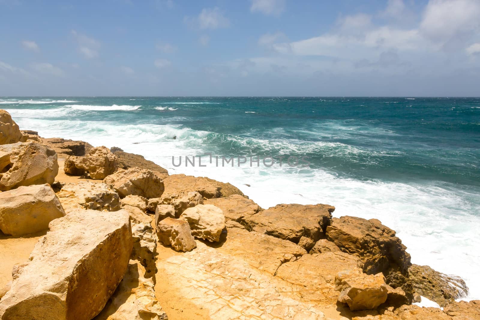 Rocky Rugged Limestone Atlantic Coastline at Half Moon Bay Antigua