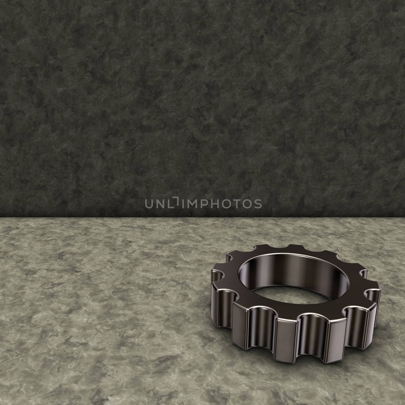 gear wheel on stone background - 3d illustration