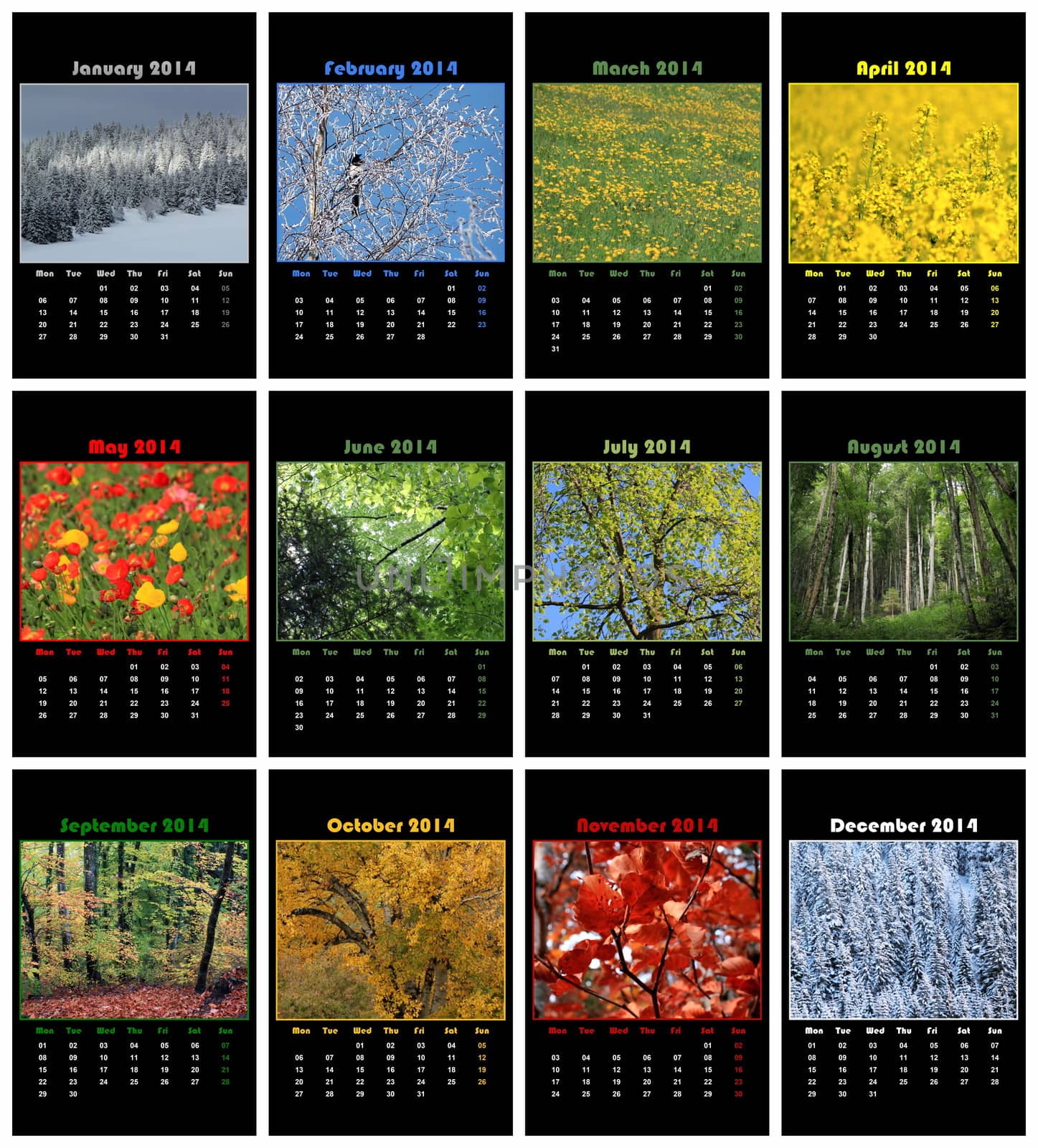 Nature calendar for 2014 by Elenaphotos21