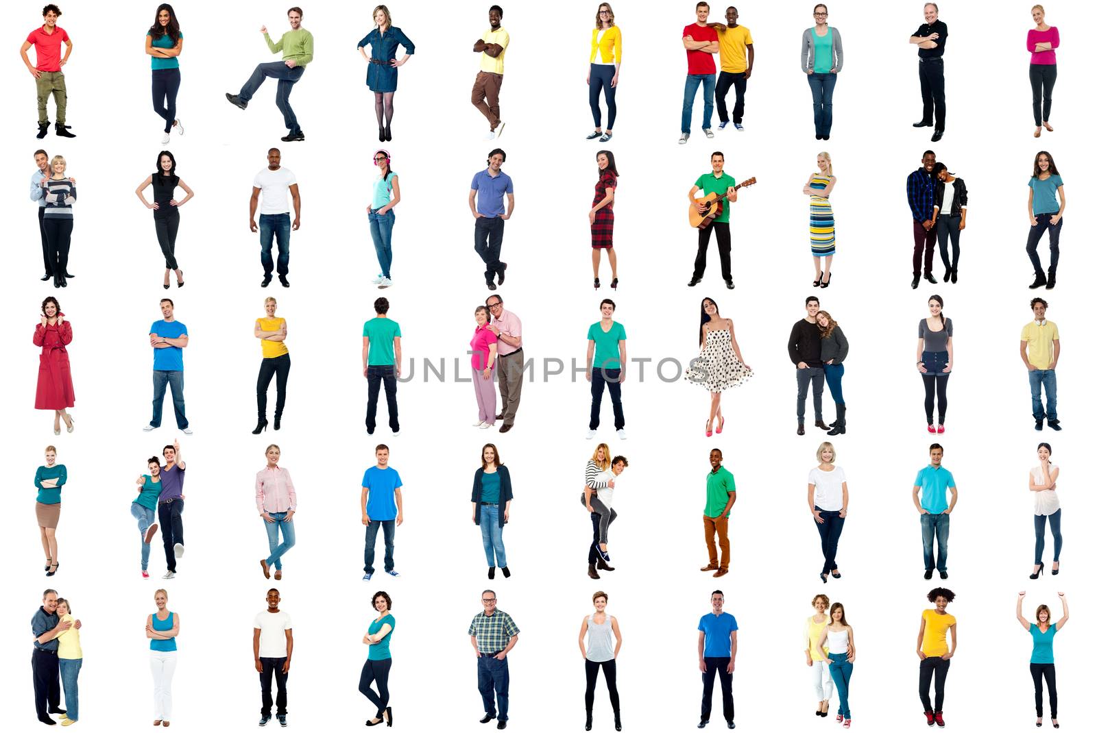 Set of trendy people isolated on white background