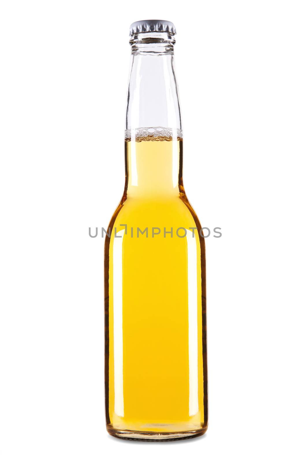 A bottle of beer isolated over a white background.