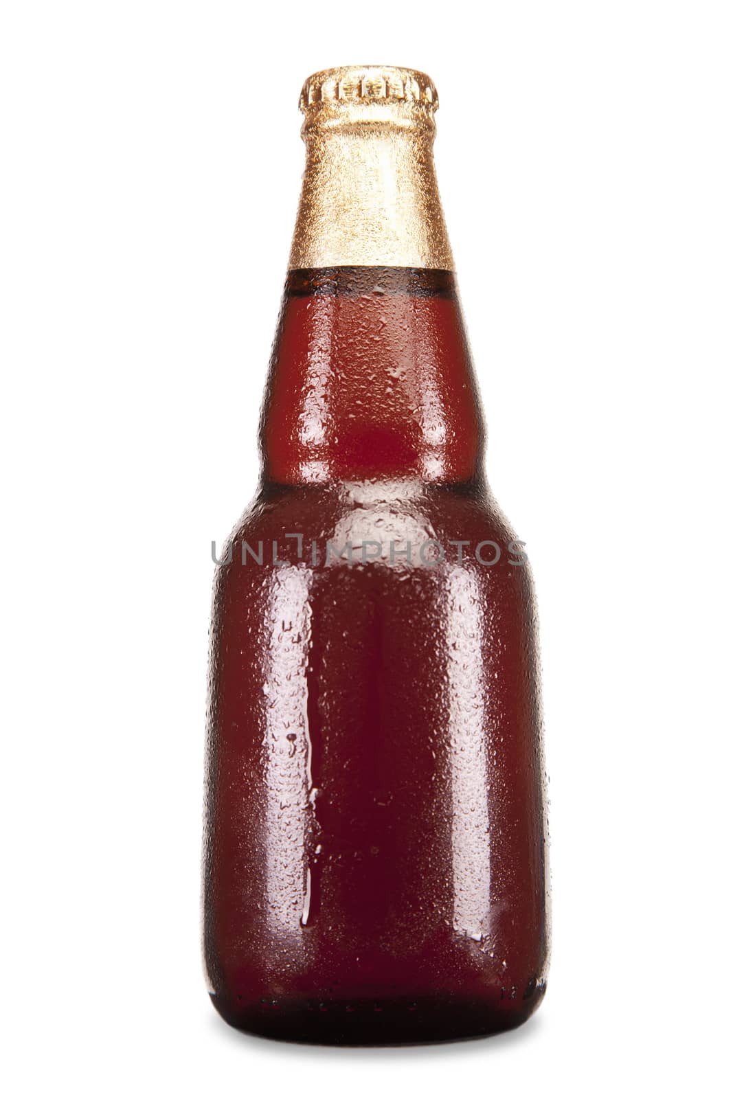 A bottle of beer isolated over a white background.