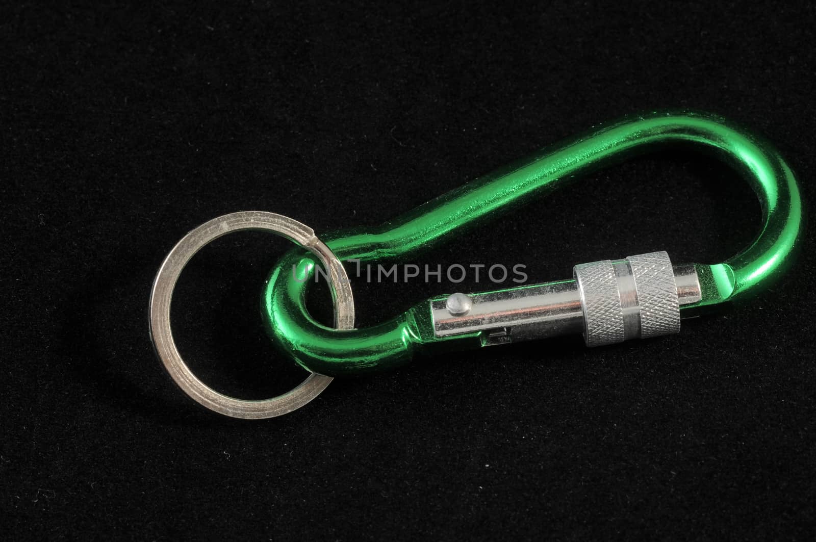 Aluminium Metal Carabiner Isolated on a Black Background