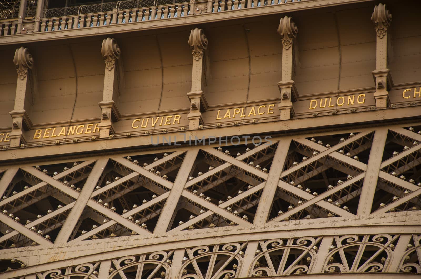a particular of Eiffel tower in Paris city