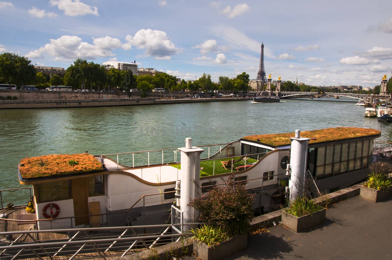 Eiffel tower in Paris on Seine river