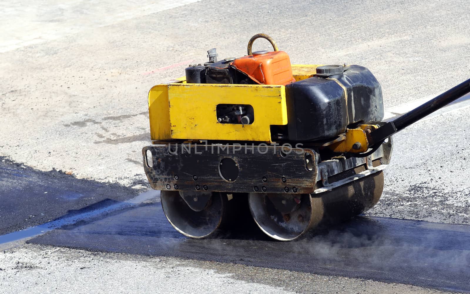 steam roller at work