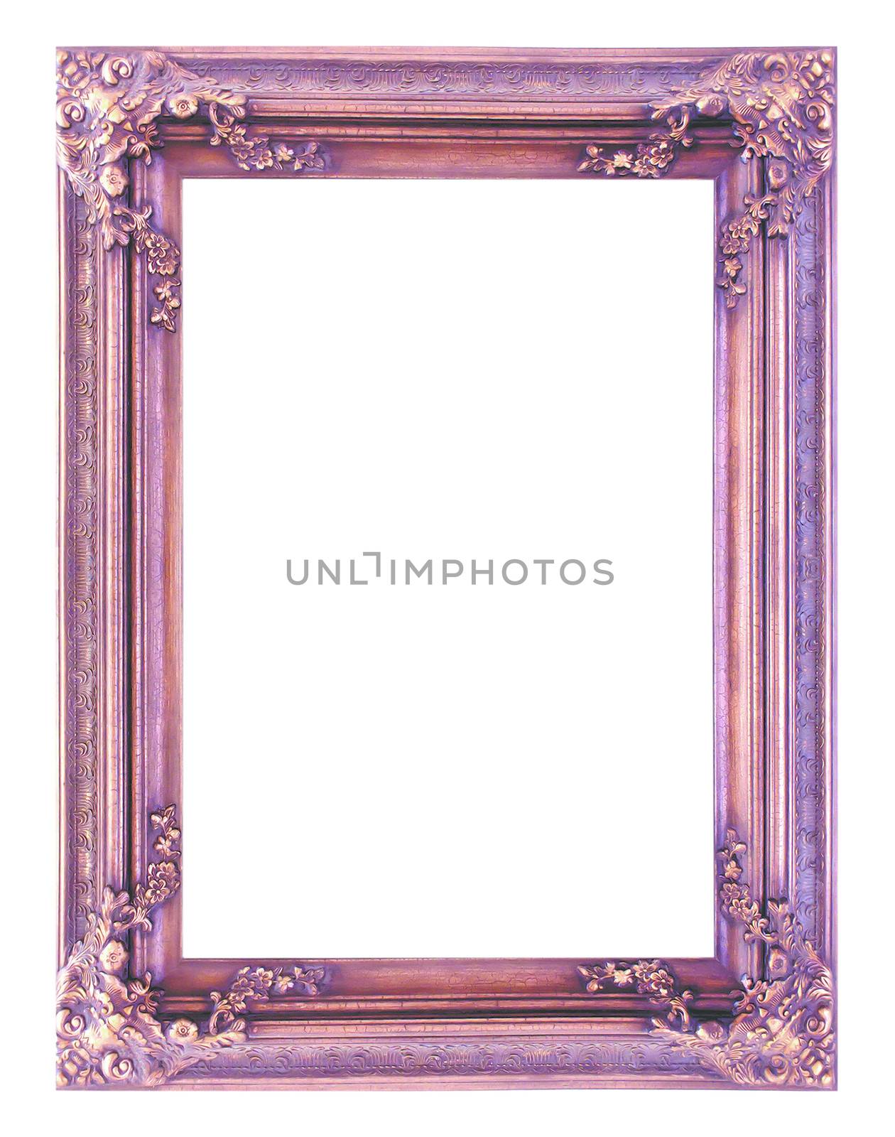 Ancient wooden frame isolated on white background.