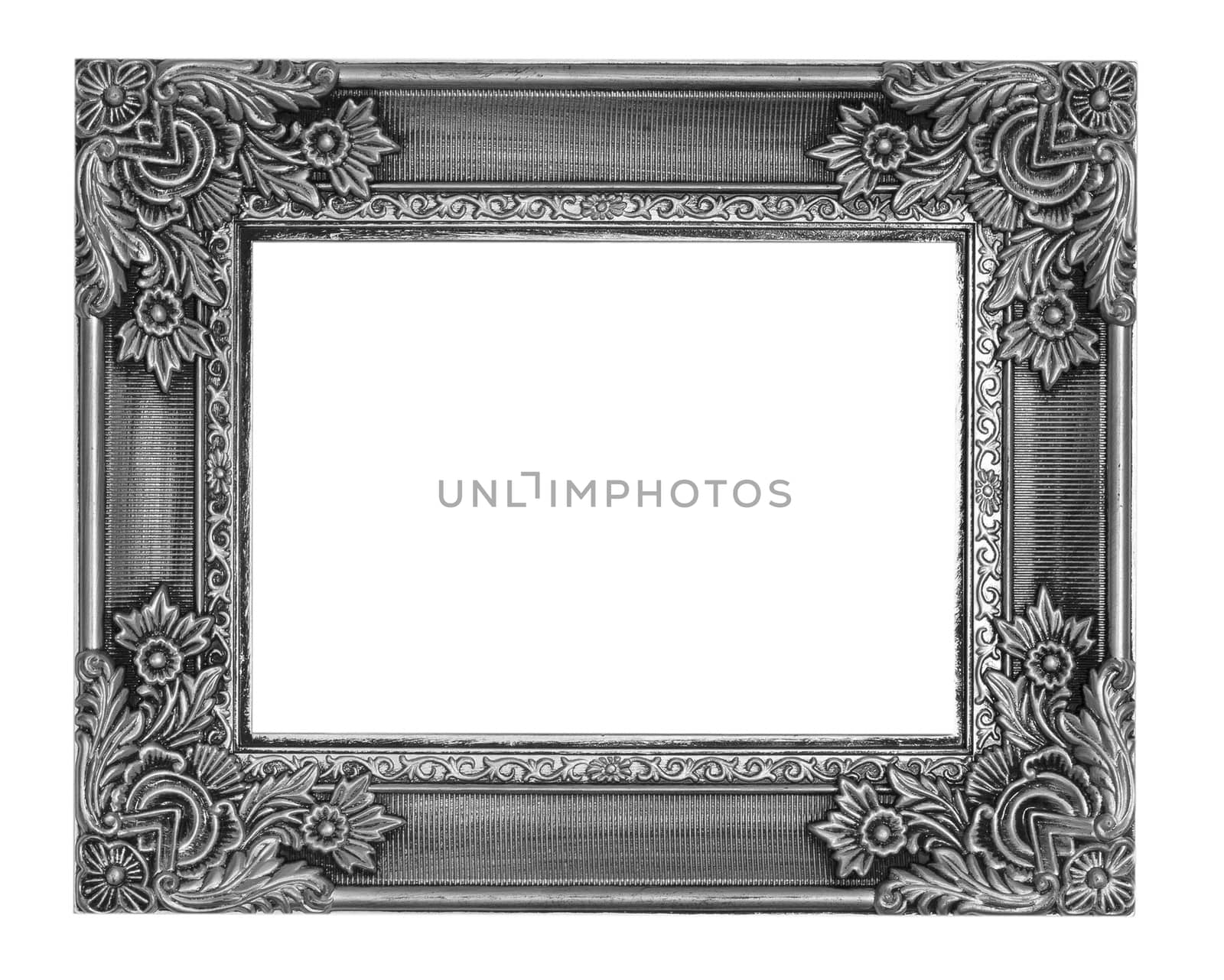 Ancient wooden frame isolated on white background.