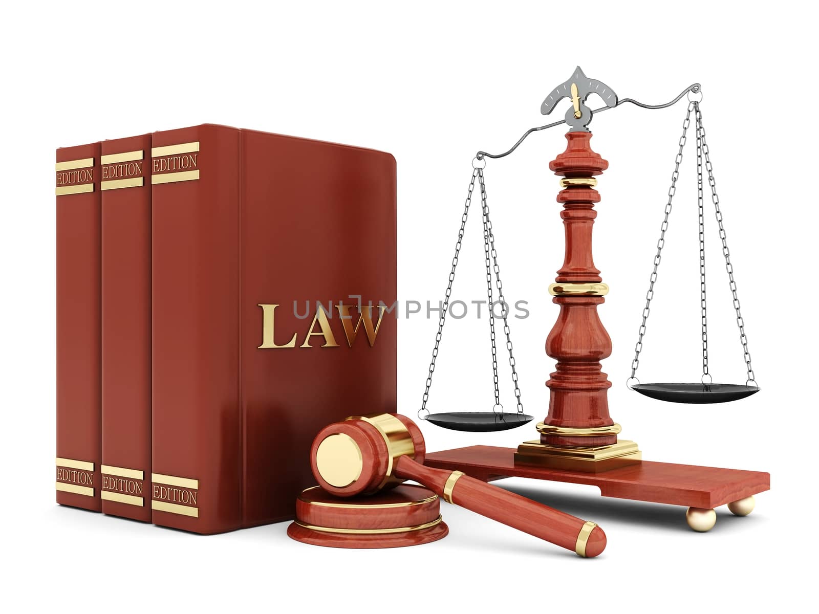 beautiful image of judicial attributes on a white background