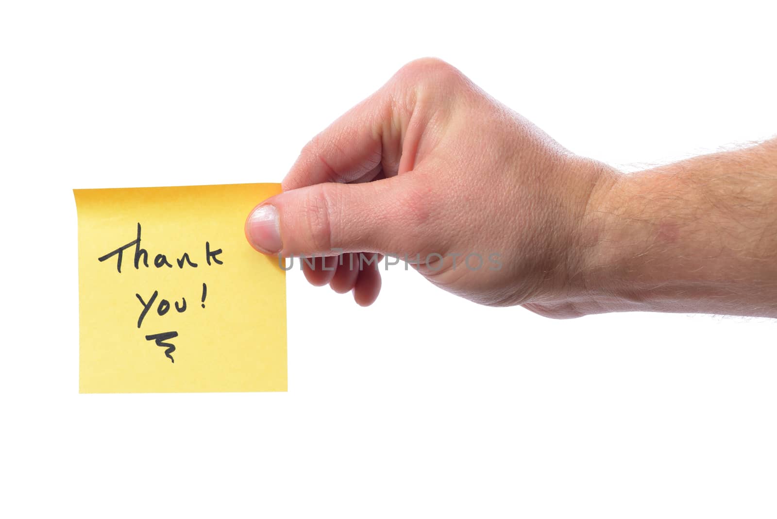 post it note saying thank you isolated on white