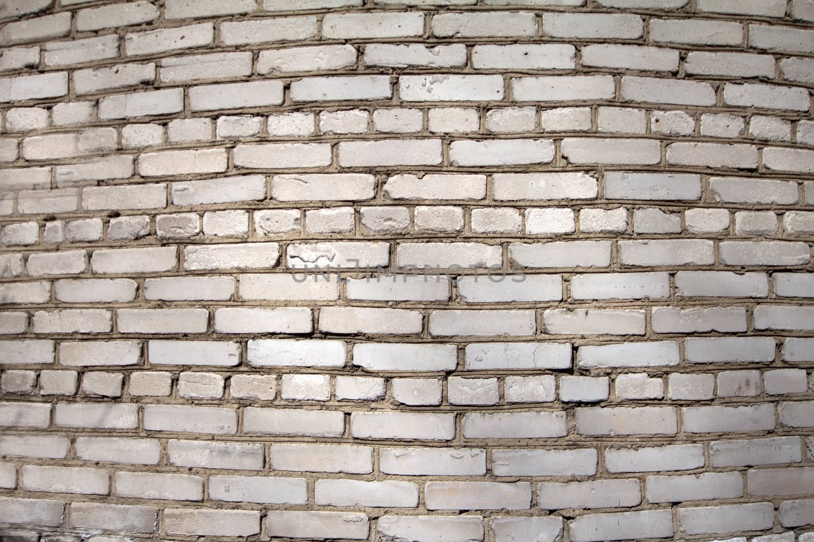 convex brick wall close up