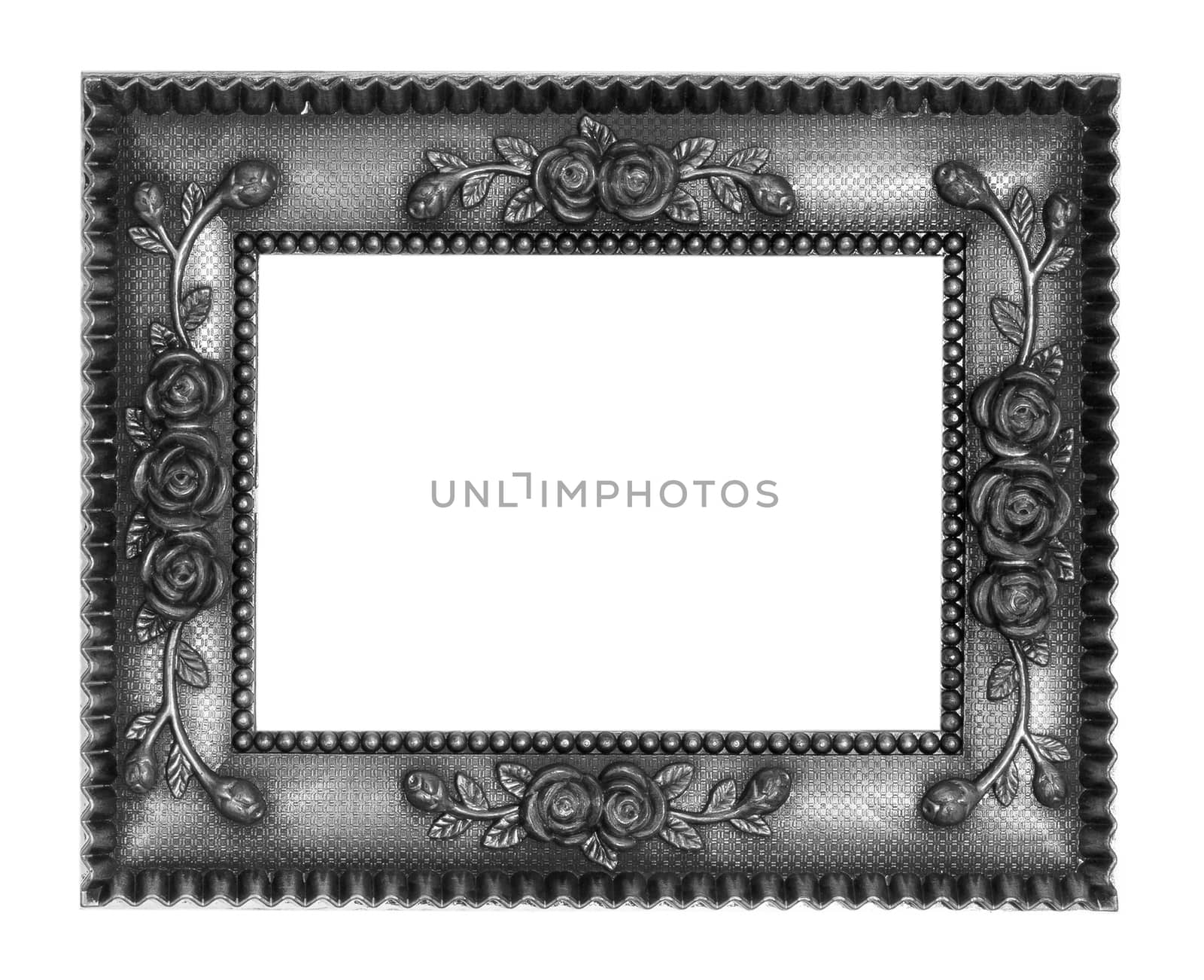 Ancient wooden frame isolated on white background.