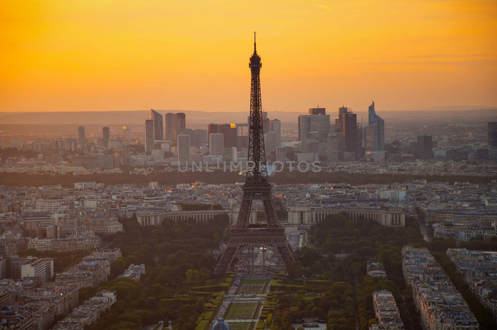view of Paris city at sunset