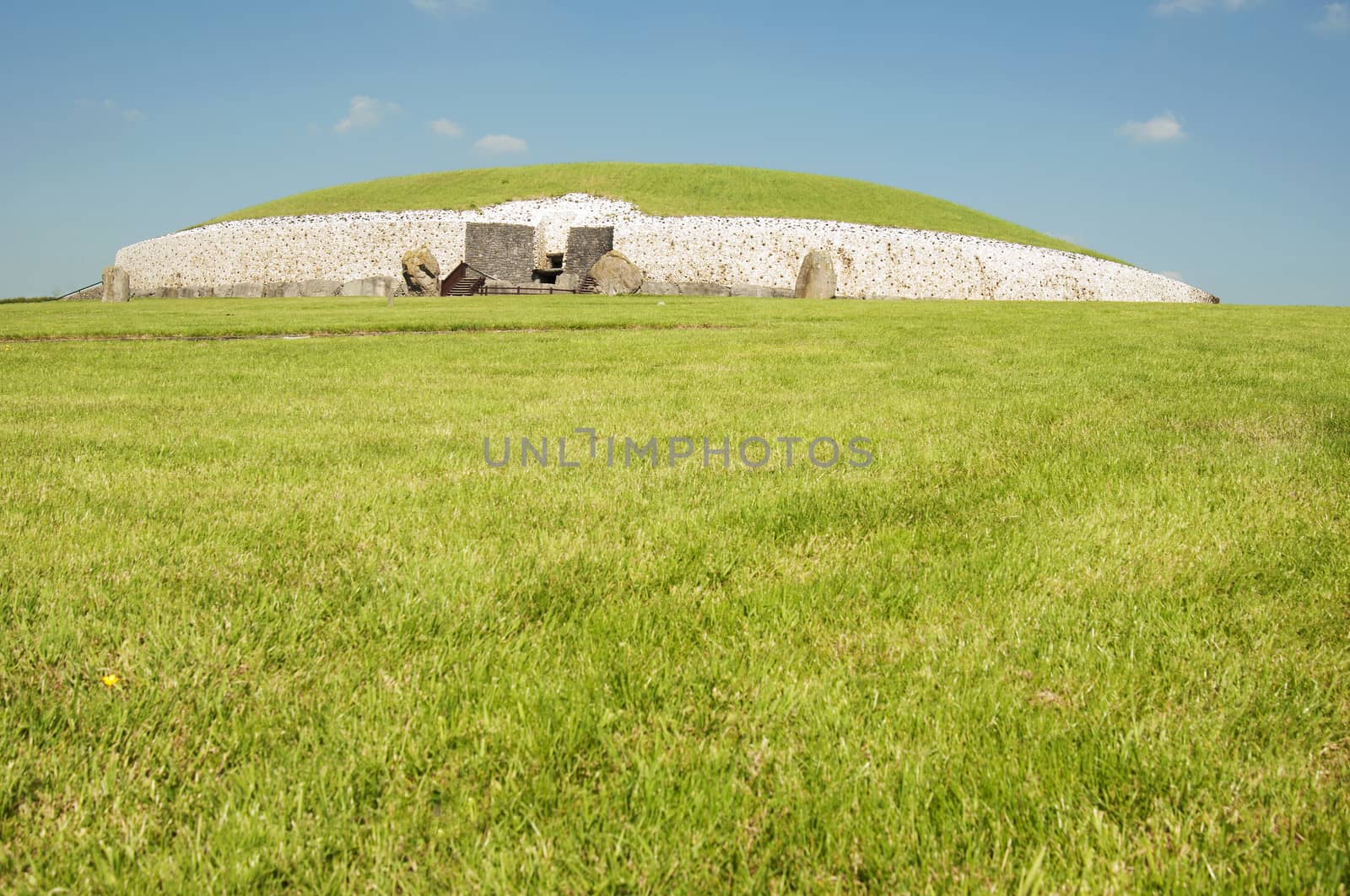 Newgrange is a prehistoric monument in Ireland, It was built about 3200 BC during the Neolithic period, which makes it older than Stonehenge and the Egyptian pyramids.