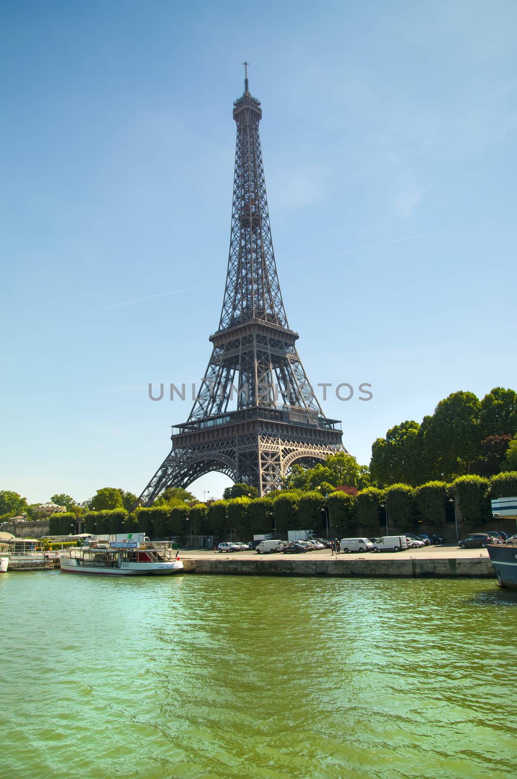 view of Eiffel tower from Seine river