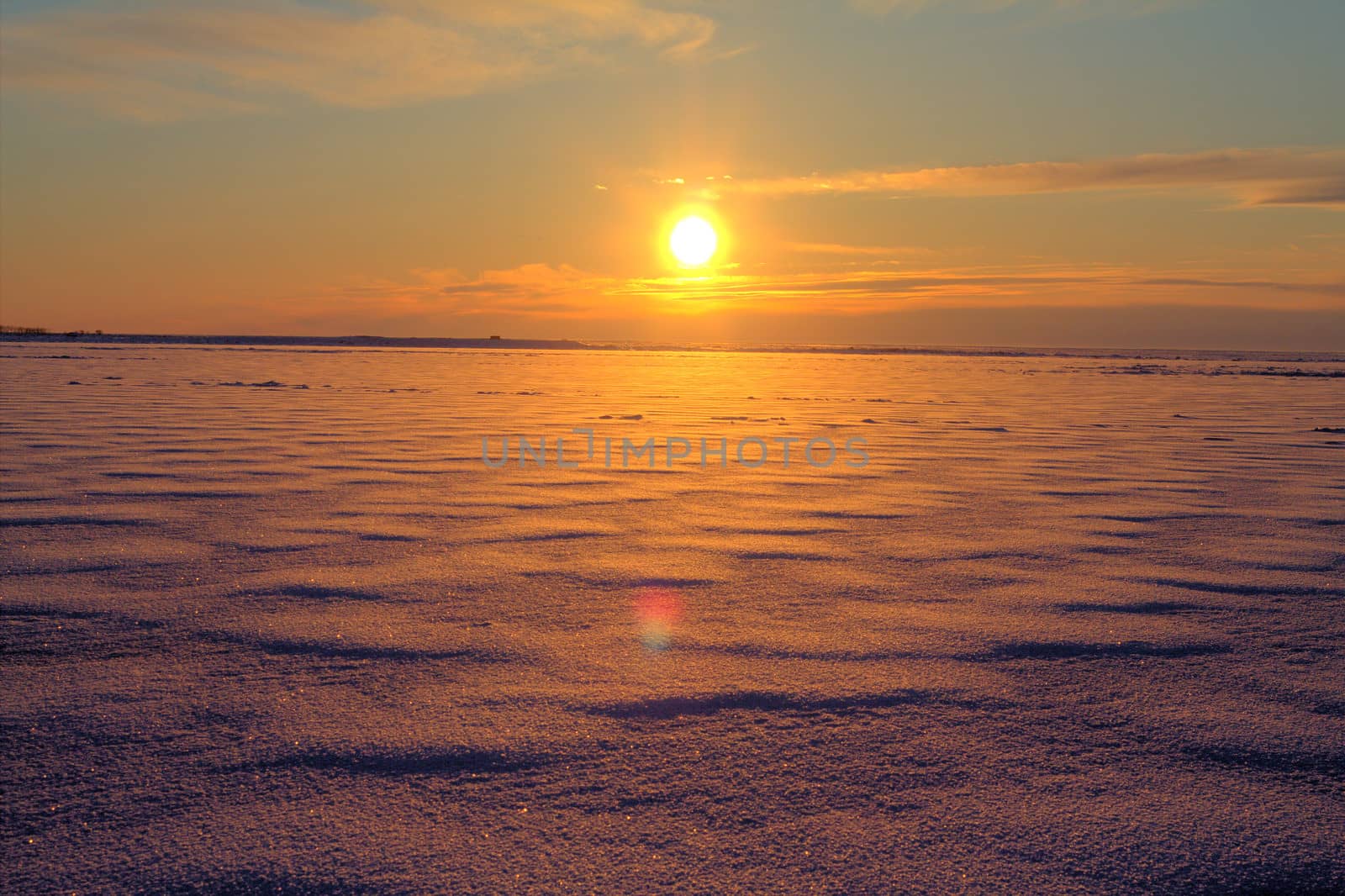 winter sunset on the North Sea