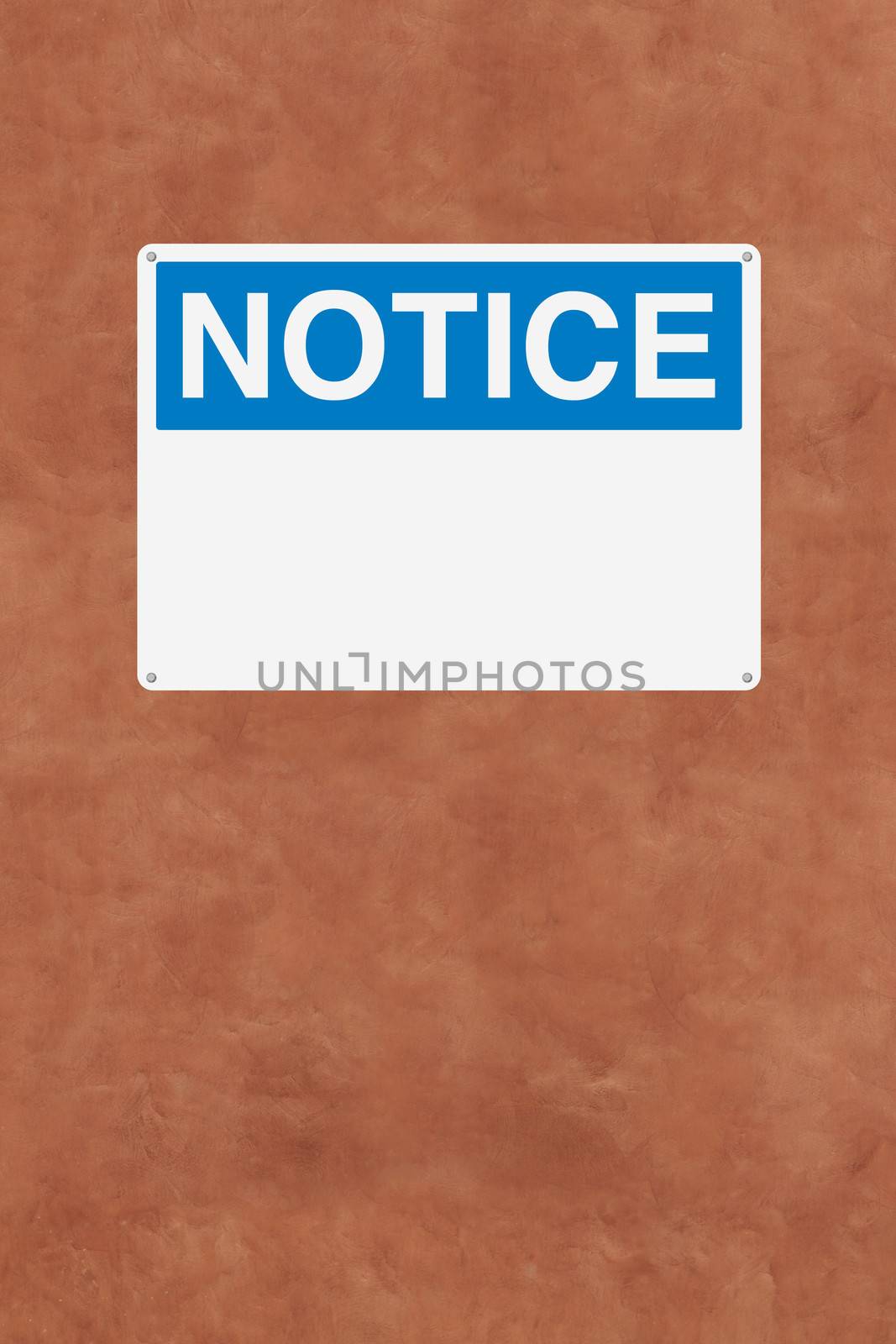 A blank notice sign mounted on a wall
