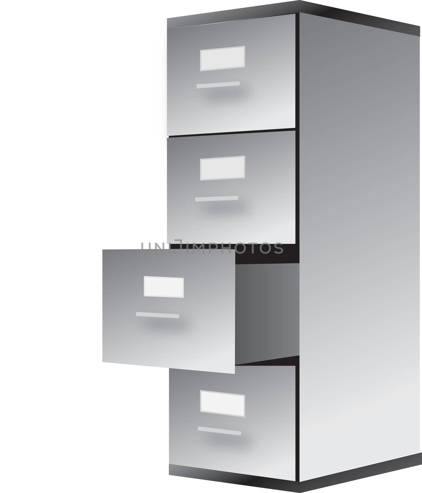 drawing of filing cabinet isoalted on white
