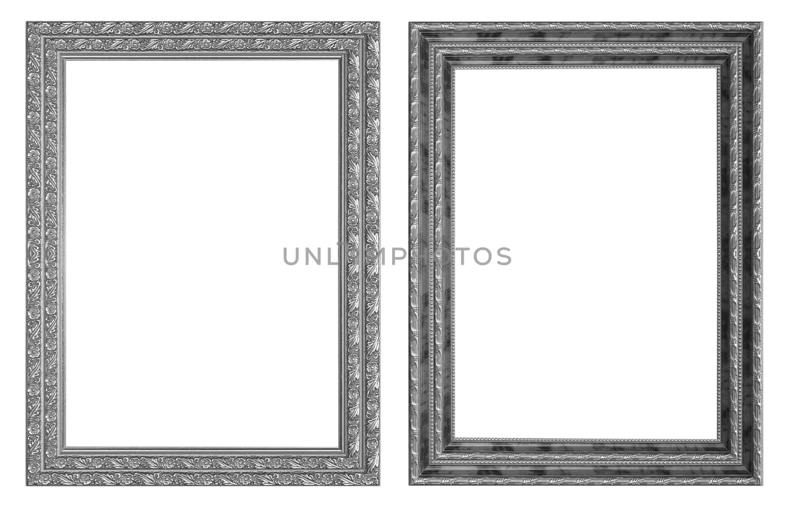 Ancient wooden frame isolated on white background.