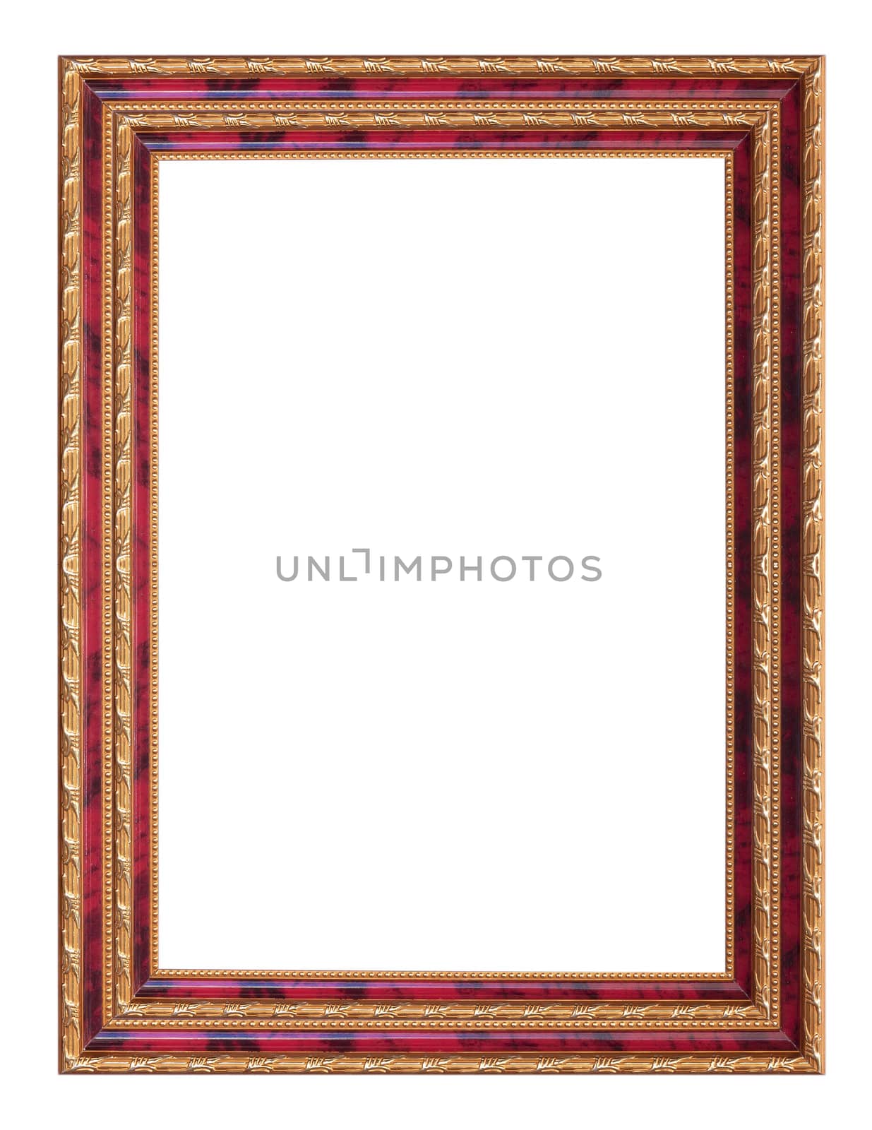 Ancient wooden frame isolated on white background.