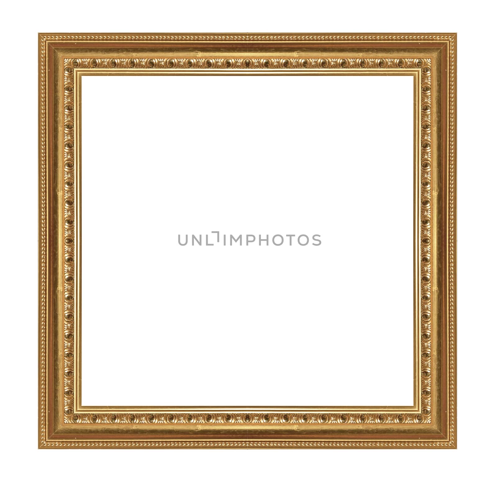 Ancient wooden frame isolated on white background.