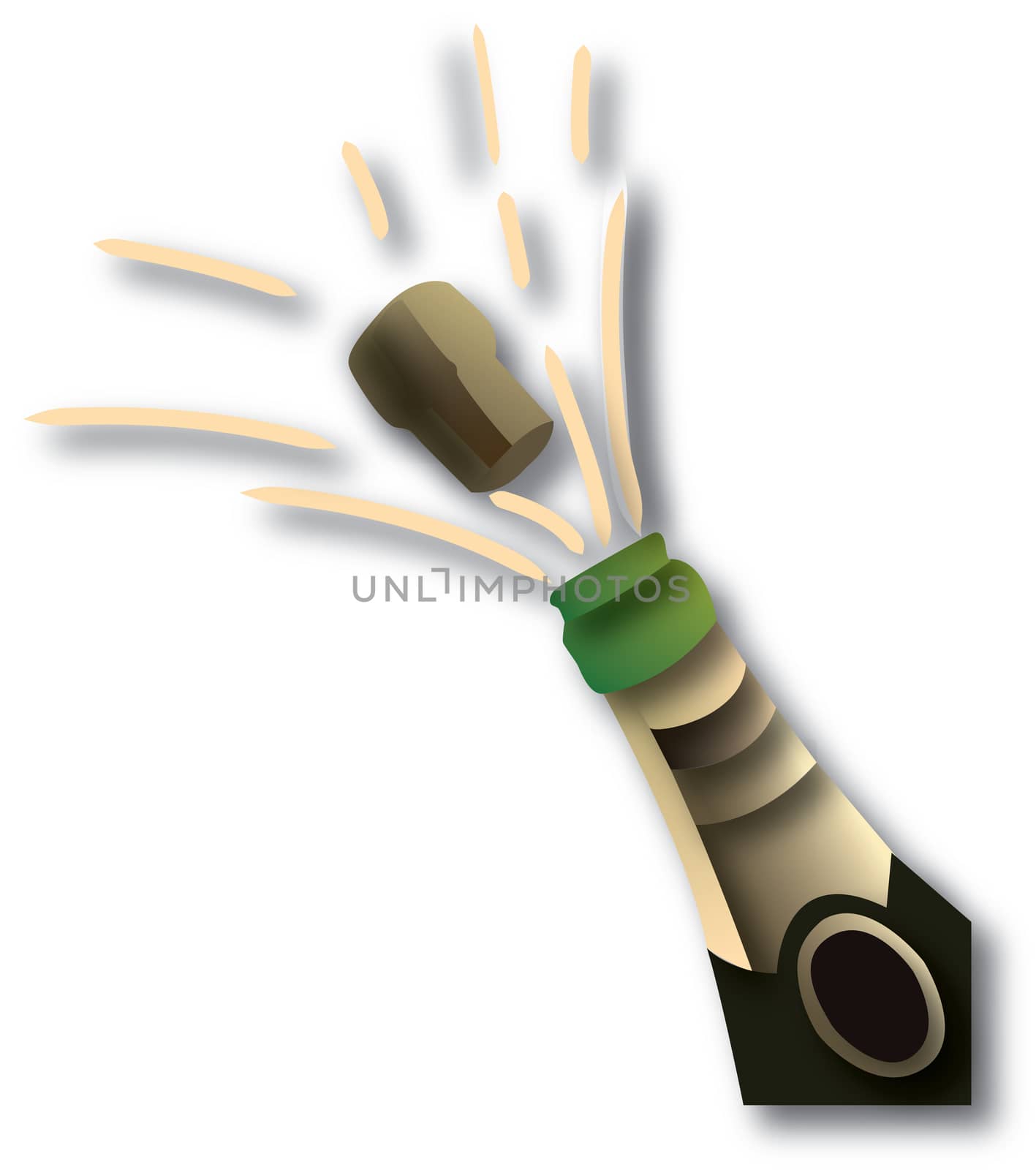 green champagne bottle and glass