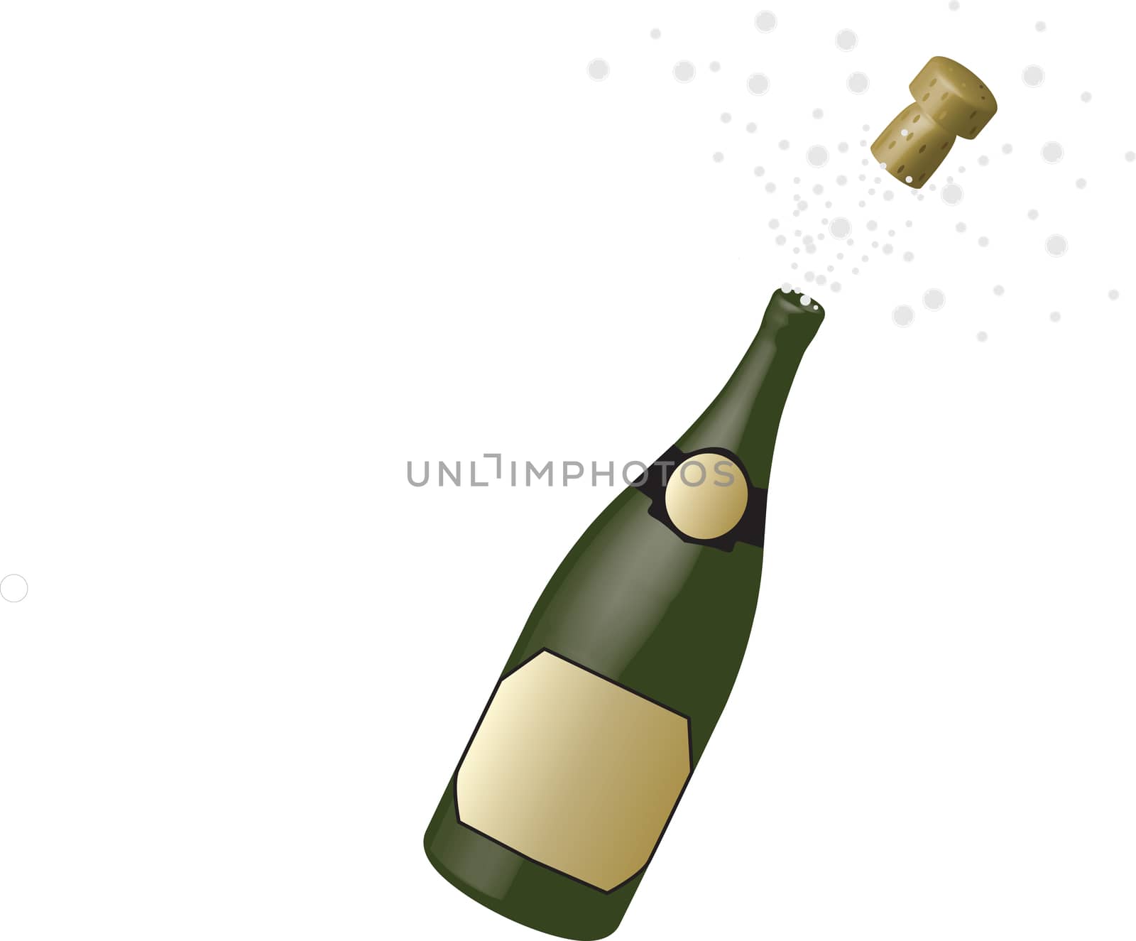 green champagne bottle and glass