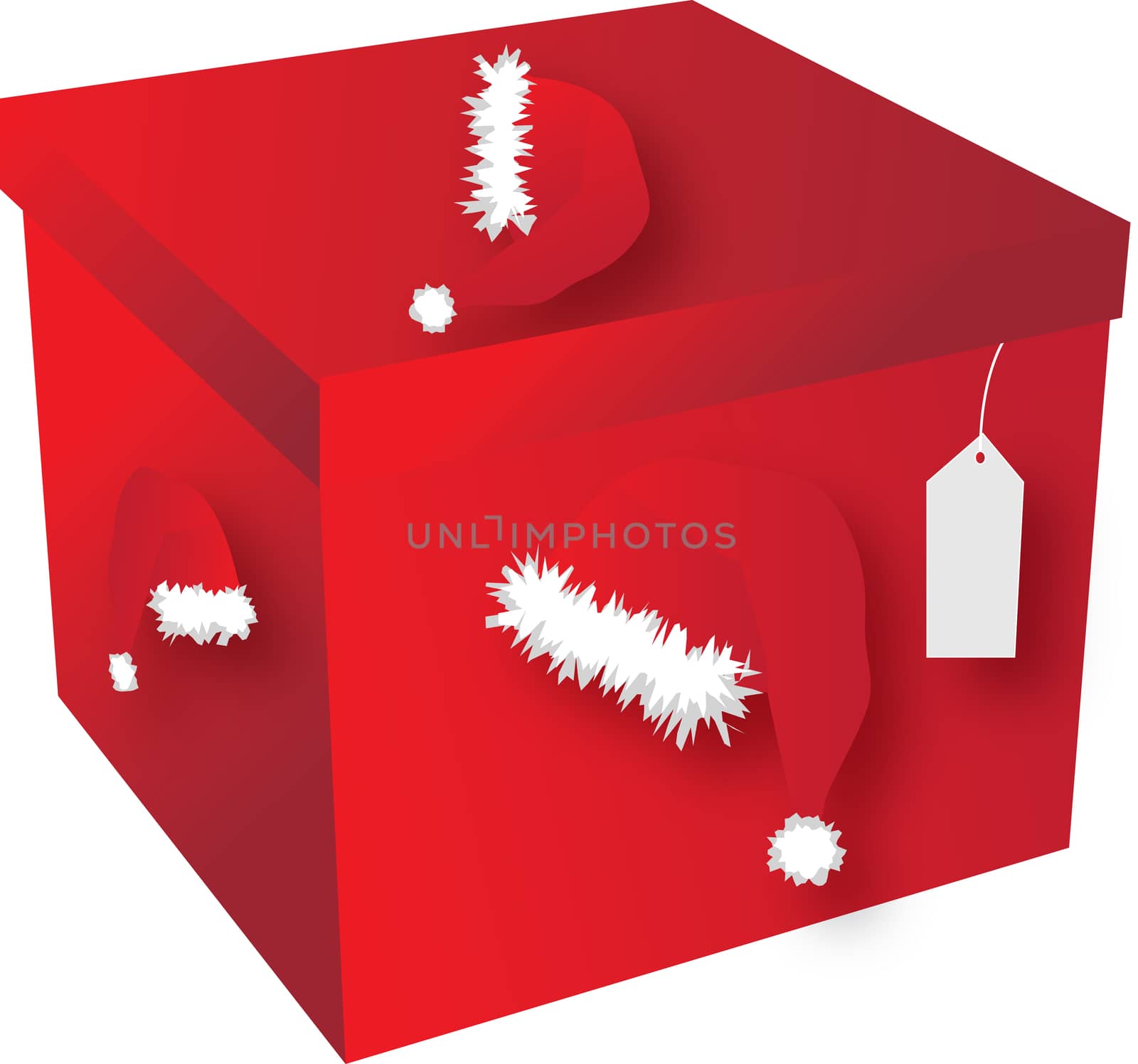 red present box with white decoration