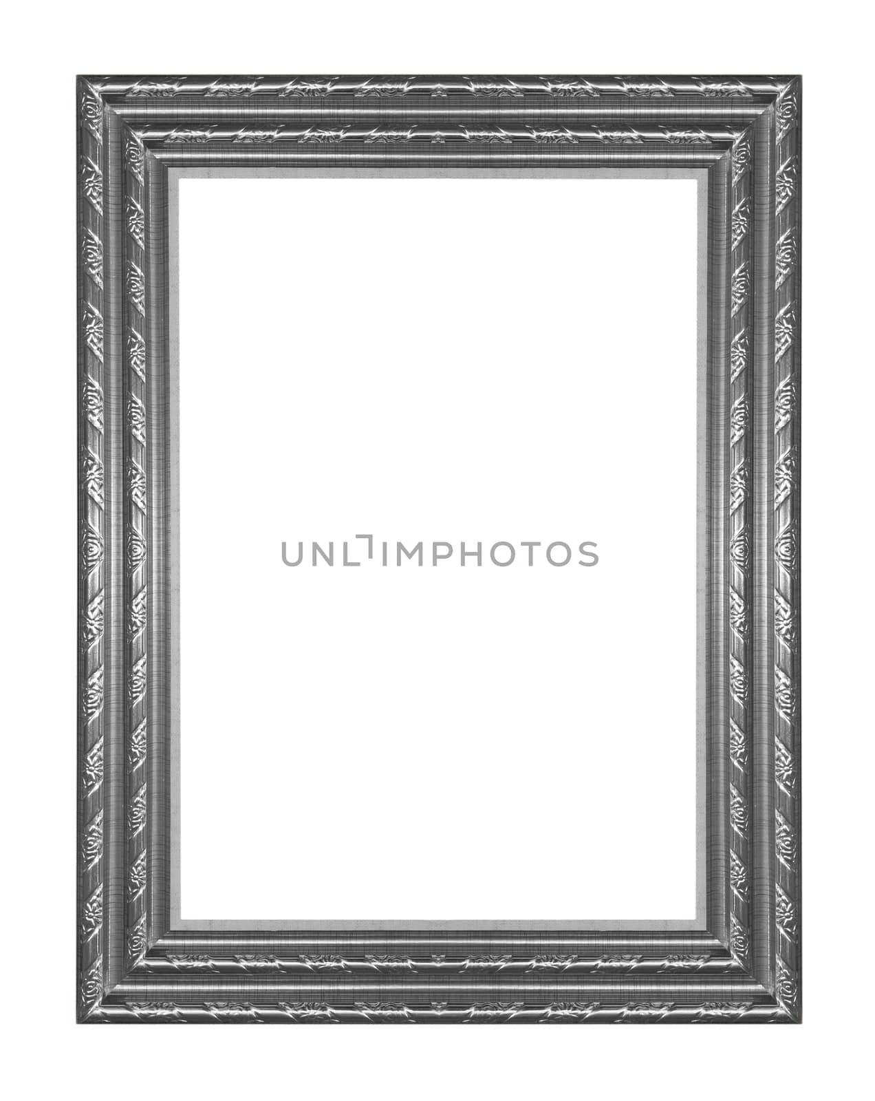 Ancient wooden frame isolated on white background.