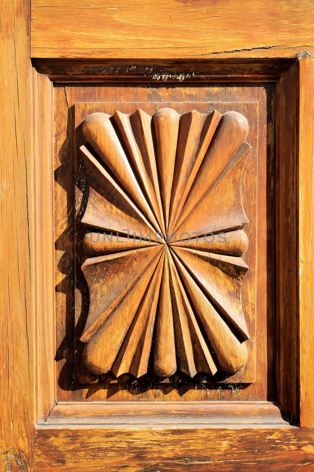 Wooden Bas Relief Sculpture on a Church Wooden Door