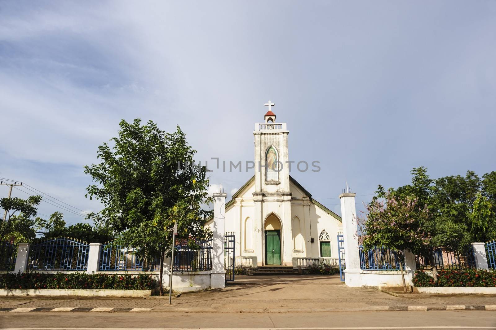 Catholic church in Pakse ,Laos. by ngungfoto