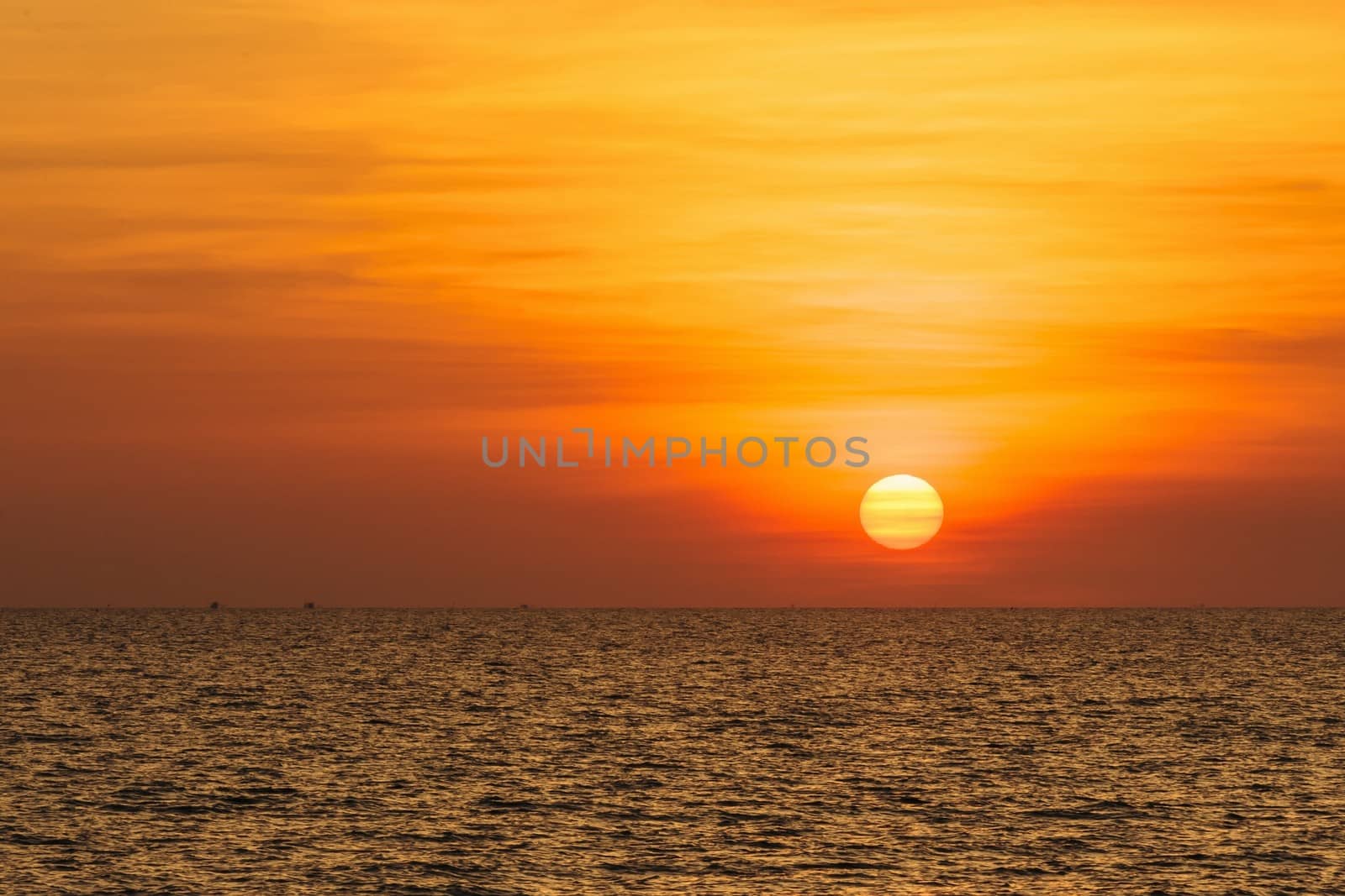 Beautiful sunset above the sea in Thailand.