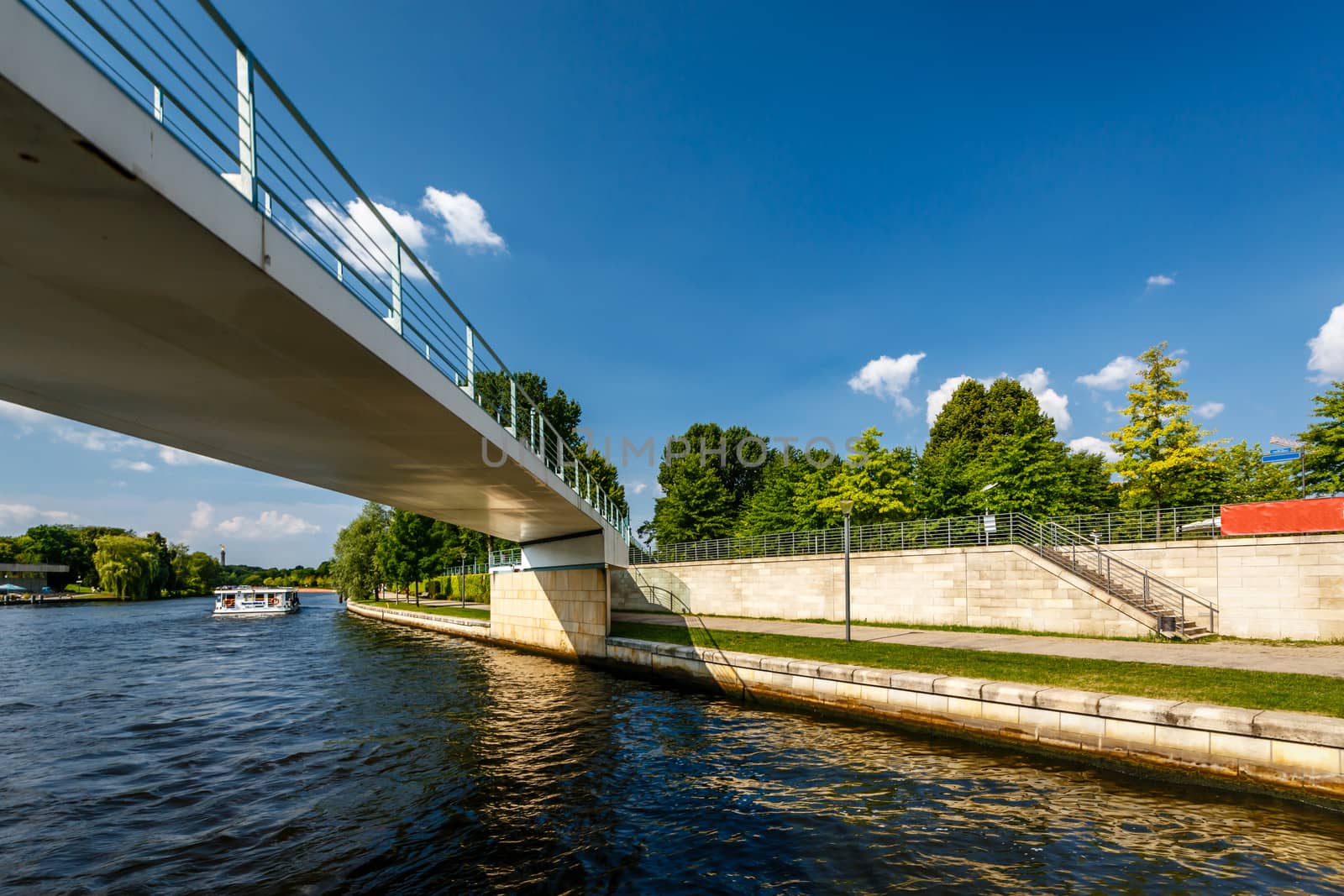 Pedestrian Bridge Over the Spree River in Berlin, Germany