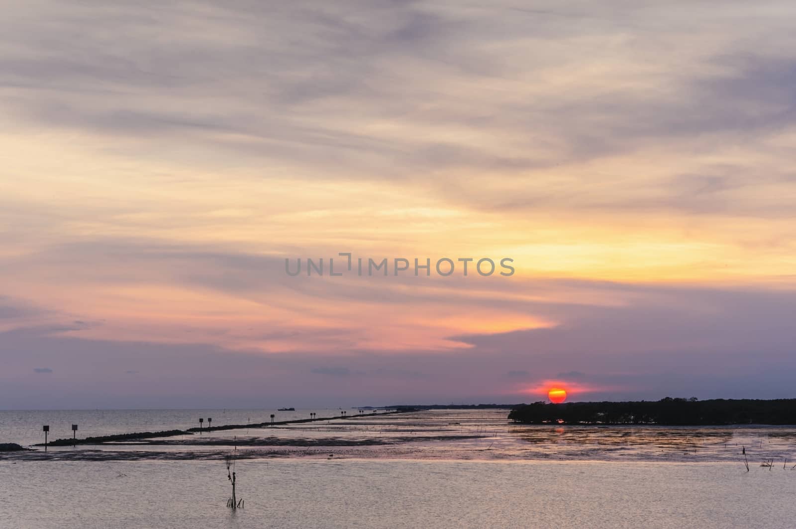 Views beautiful sunset at tropical sea. by ngungfoto