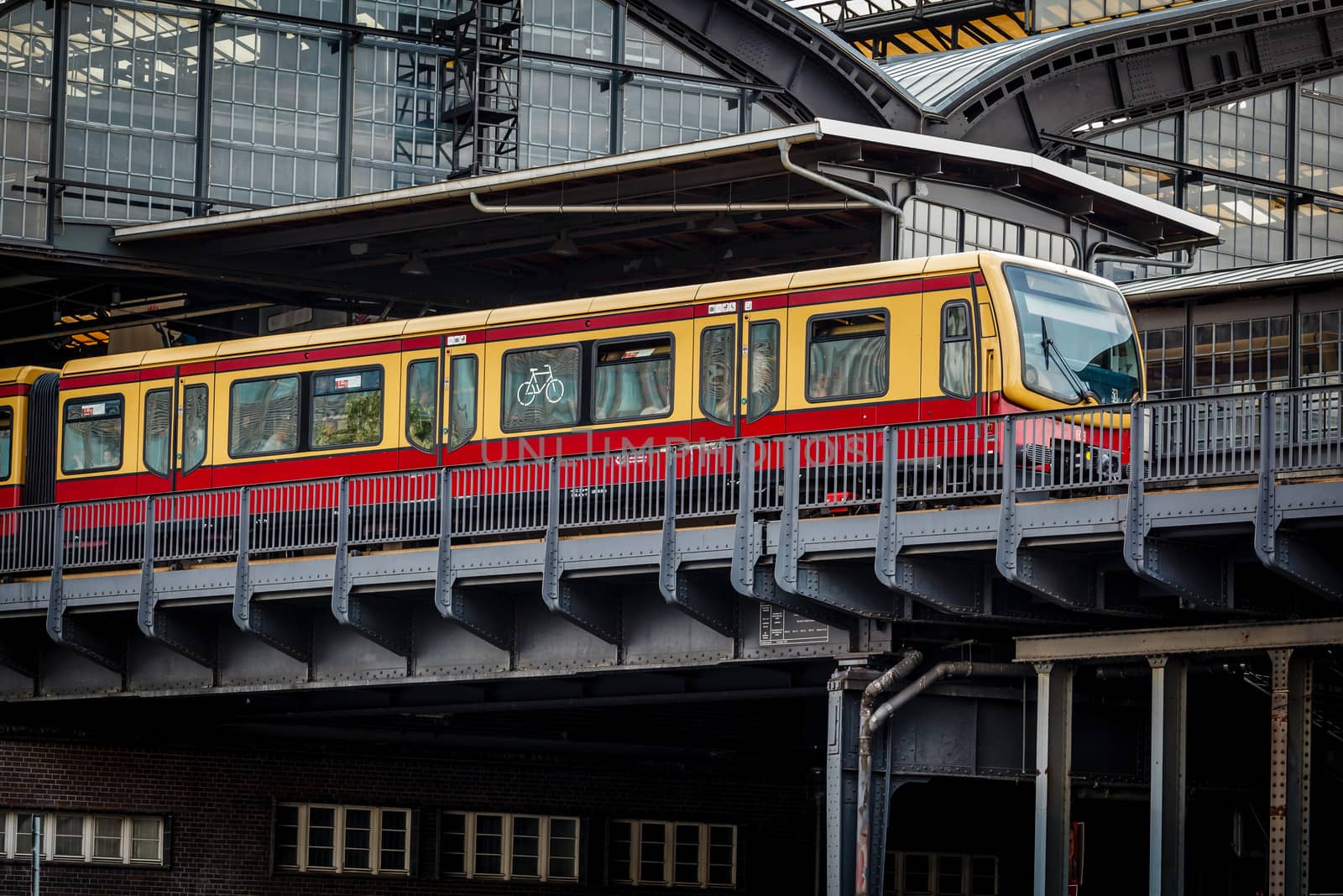 Electric Train Arrived on U-Bahn Station in Berlin, Germany