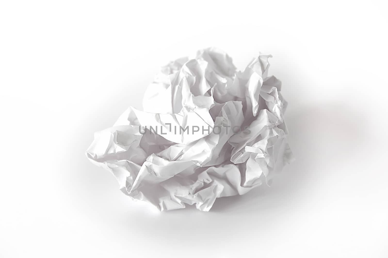 Image of crumpled paper ball on white background