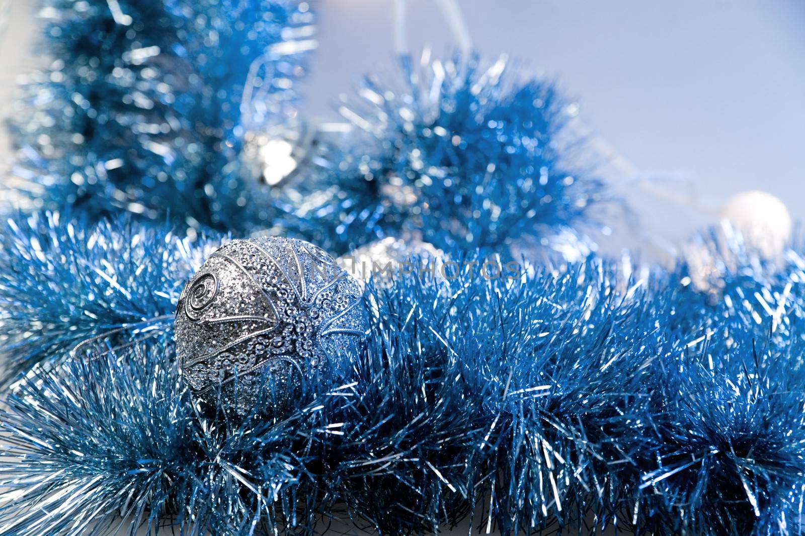 blue christmas decoration as a holiday background by Serp