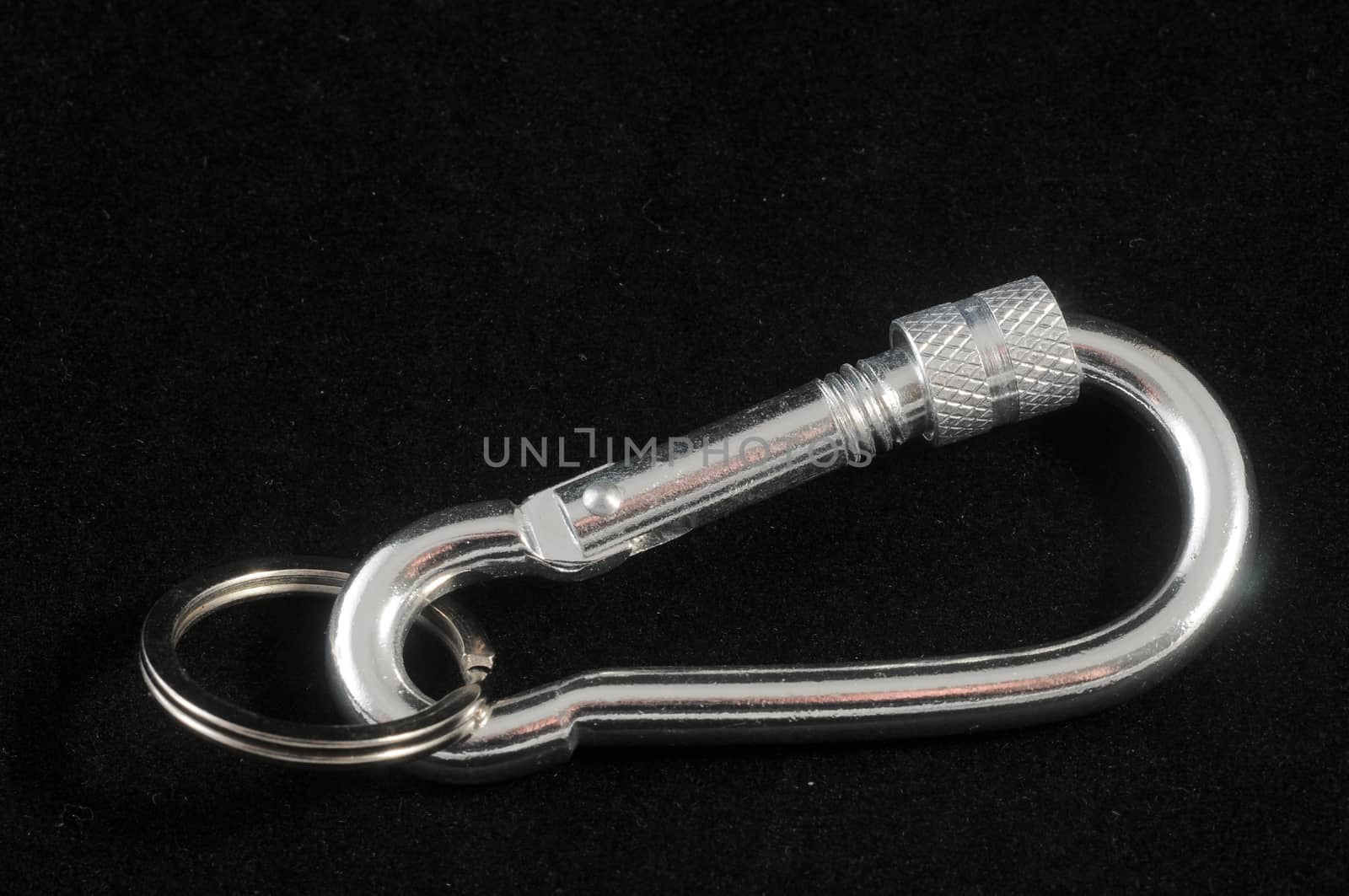 Aluminium Metal Carabiner Isolated on a Black Background