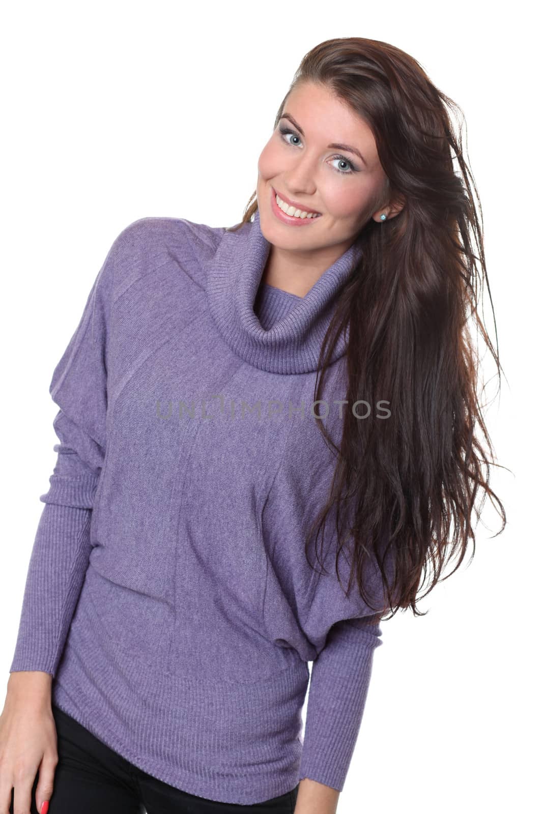 Closeup portrait of a happy young woman smiling